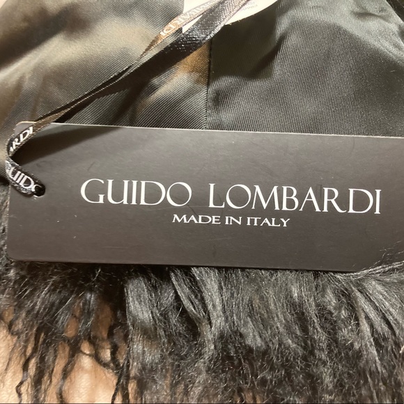 Guido Lombardi Made in Italy Leather Fur Black Shawl Scarf - Picture 3 of 8
